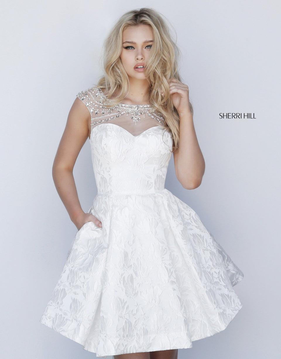 Sherri Hill A-line Cocktail With Scoop Back And Beaded Shoulders