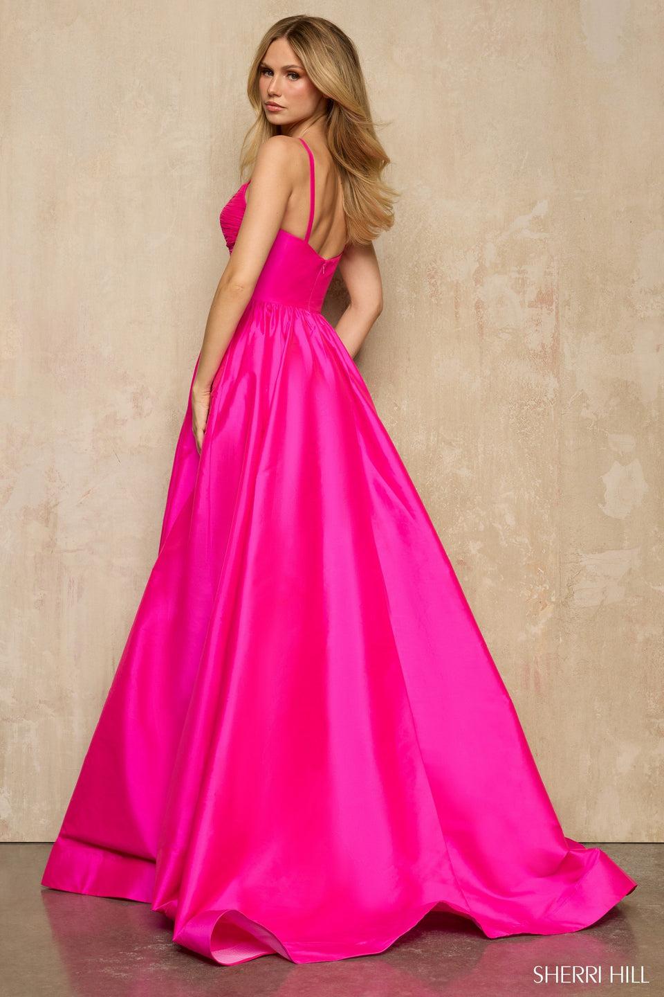 Sherri Hill A-line Gown With A Keyhole Cutout And Beaded Floral Embellishment