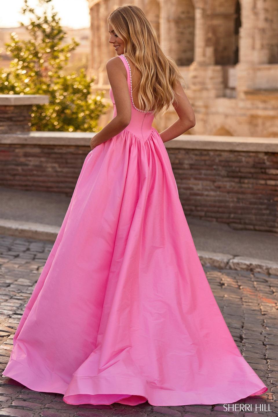Sherri Hill A-line Gown With Corset Bodice And A Skirt Slit