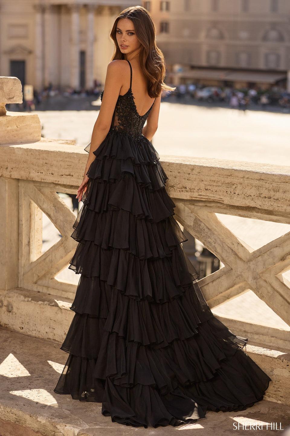 Sherri Hill A-line Gown With Corset Bodice Keyhole And Skirt Slit