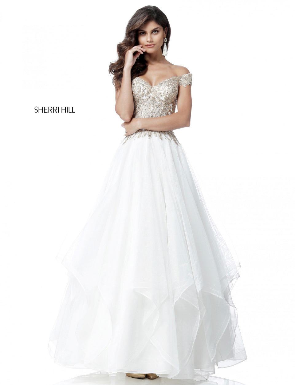 Sherri Hill A-line Gown With Sweetheart Lace Appliqued Bodice And Tulle Skirt