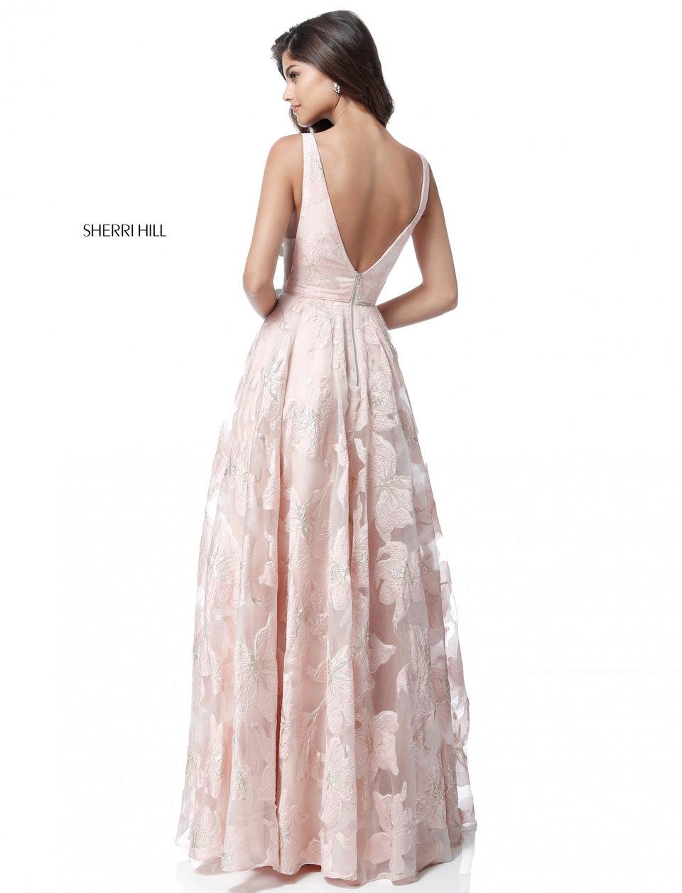 Sherri Hill A-line Gown With V Neck Bodice And Low Back