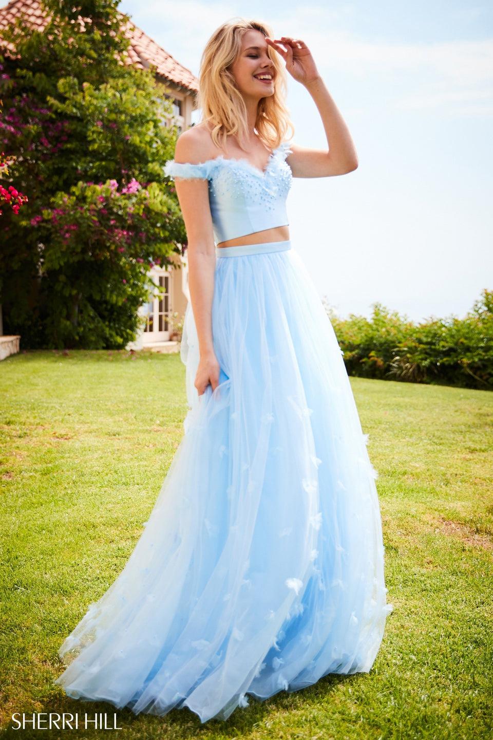 Sherri Hill A-line Two Piece With Satin Sweetheart Bodice And Tulle Skirt