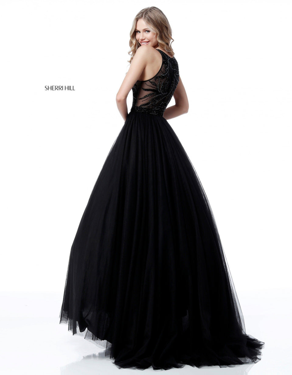 Sherri Hill Beaded Applique Bodice With A-line Tulle Skirt
