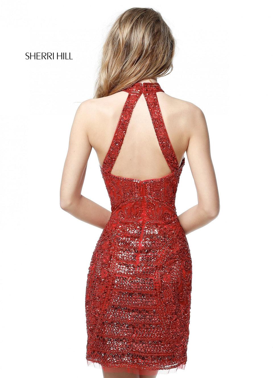 Sherri Hill Beaded Fitted Cocktail Dress With Neckband