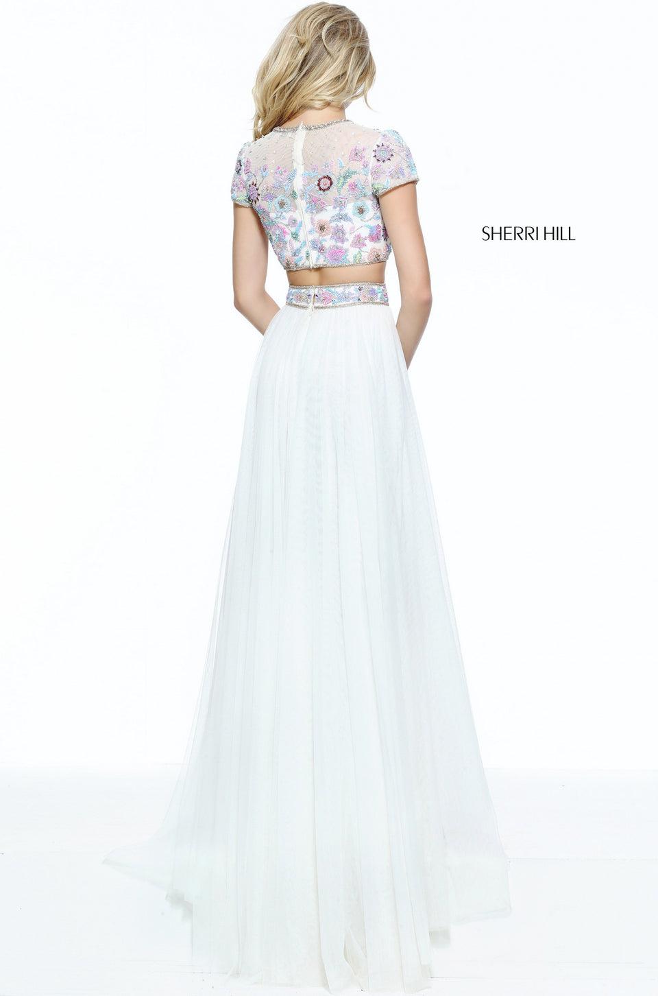 Sherri Hill Bohemian Inspired Two-piece With A Beaded Bodice And Matching Waist Band