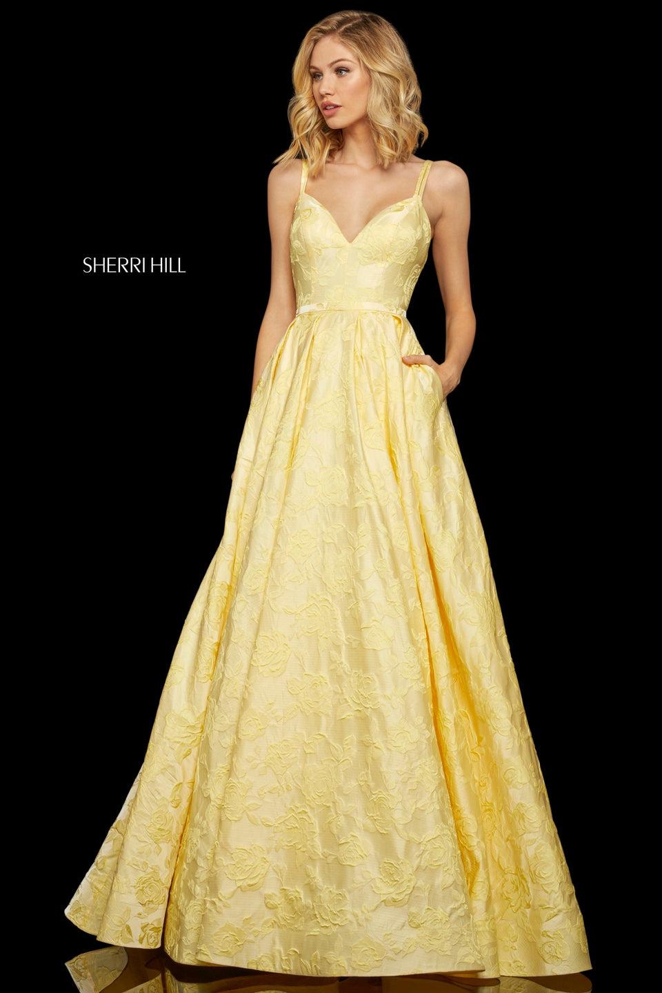 sherri hill Brocade A-line with sweetheart neckline