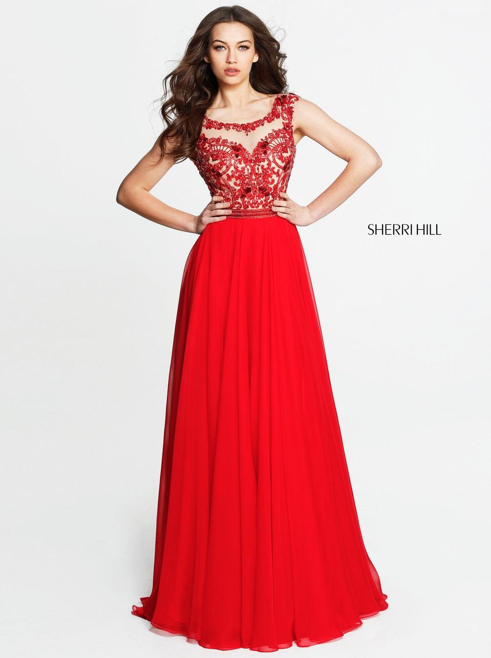 Sherri Hill Cap Sleeve Chiffon With A Sequin Beaded Bodice And Waist Band