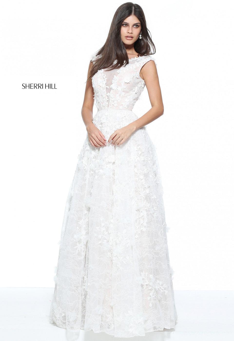 Sherri Hill Cap Sleeve Lace Ball Gown With A Ivy Applique Bodice And Skirt