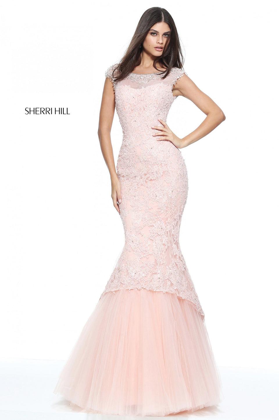 sherri hill Cap sleeve lace mermaid with a bead encrusted bodice and shoulder