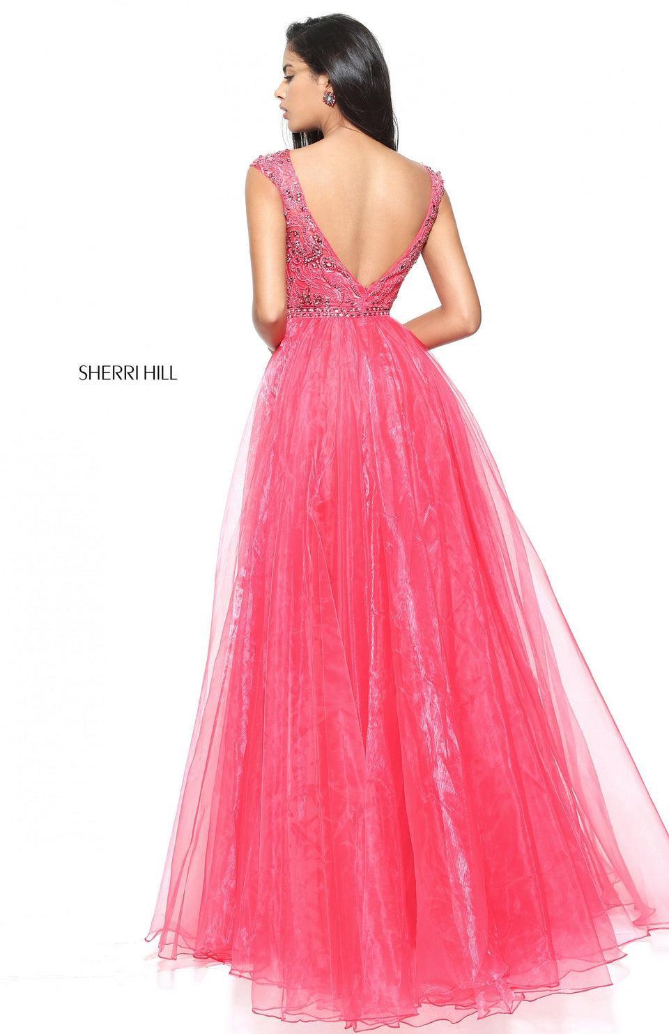 Sherri Hill Cap Sleeve Organza Ball Gown With A Beaded Bodice