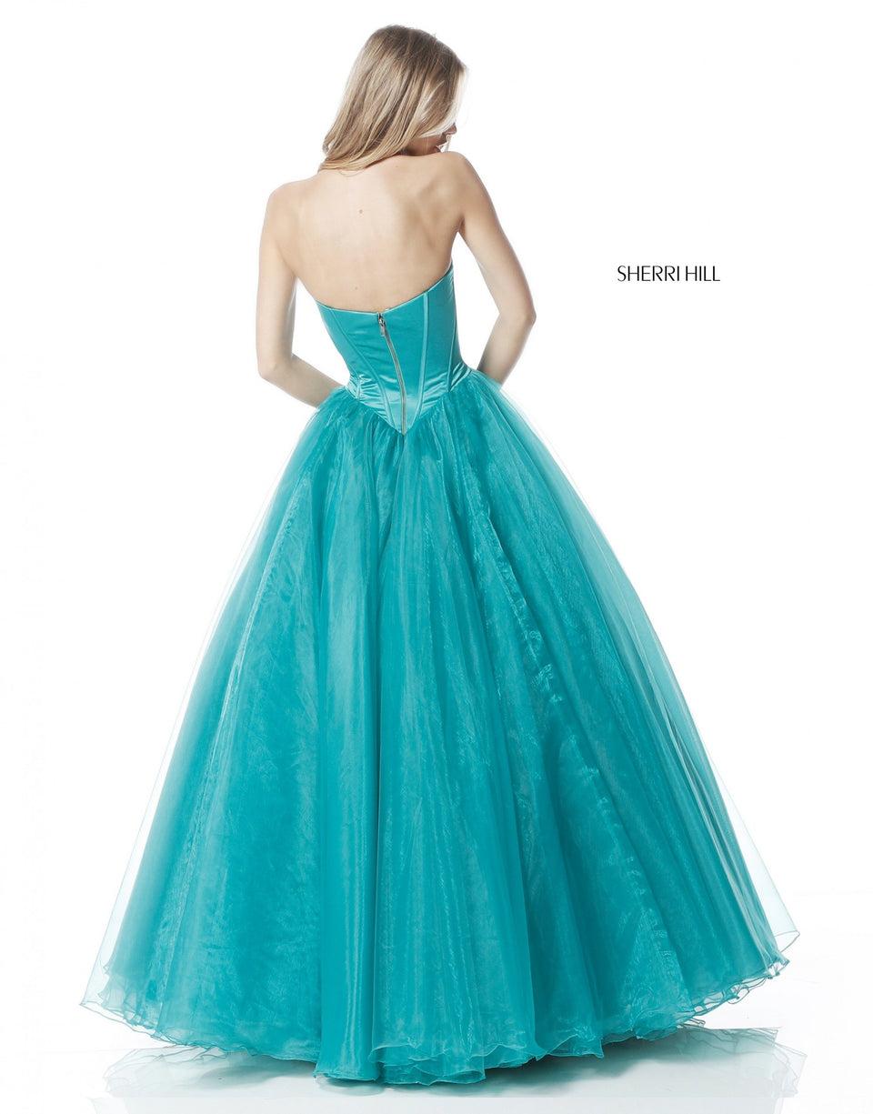 Sherri Hill Chiffon Ball Gown With Sweetheart Corset Bodice