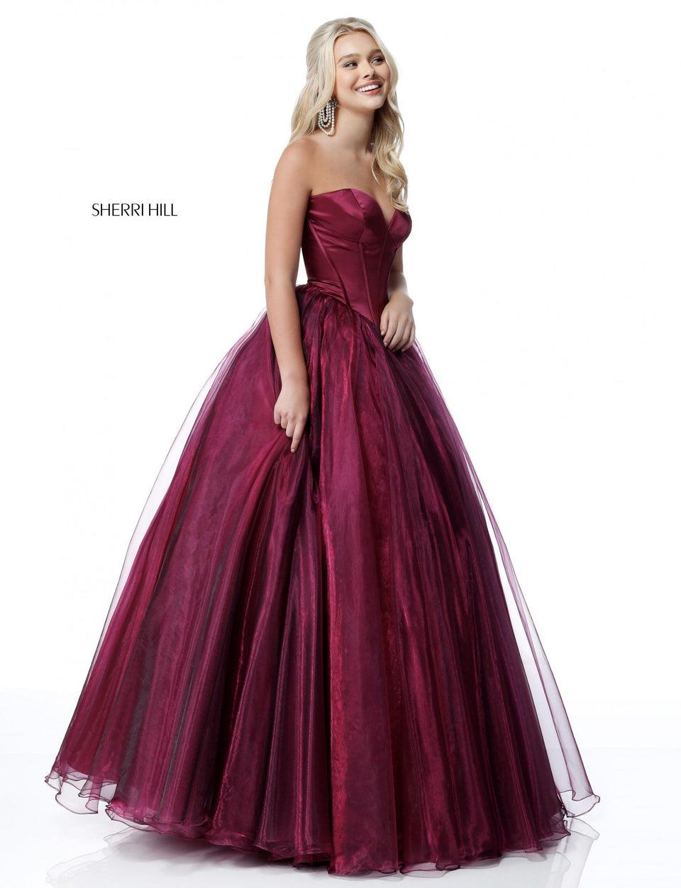 Sherri Hill Chiffon Ball Gown With Sweetheart Corset Bodice