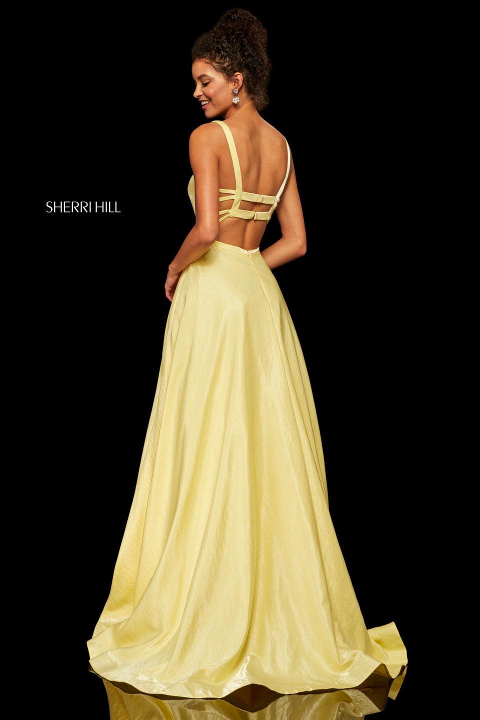 Sherri Hill Cross Dyed Shimmer A-line Gown With A Strappy Open Back