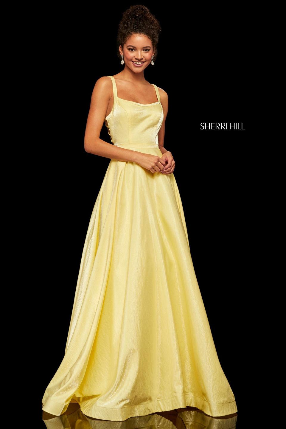 Sherri Hill Cross Dyed Shimmer A-line Gown With A Strappy Open Back