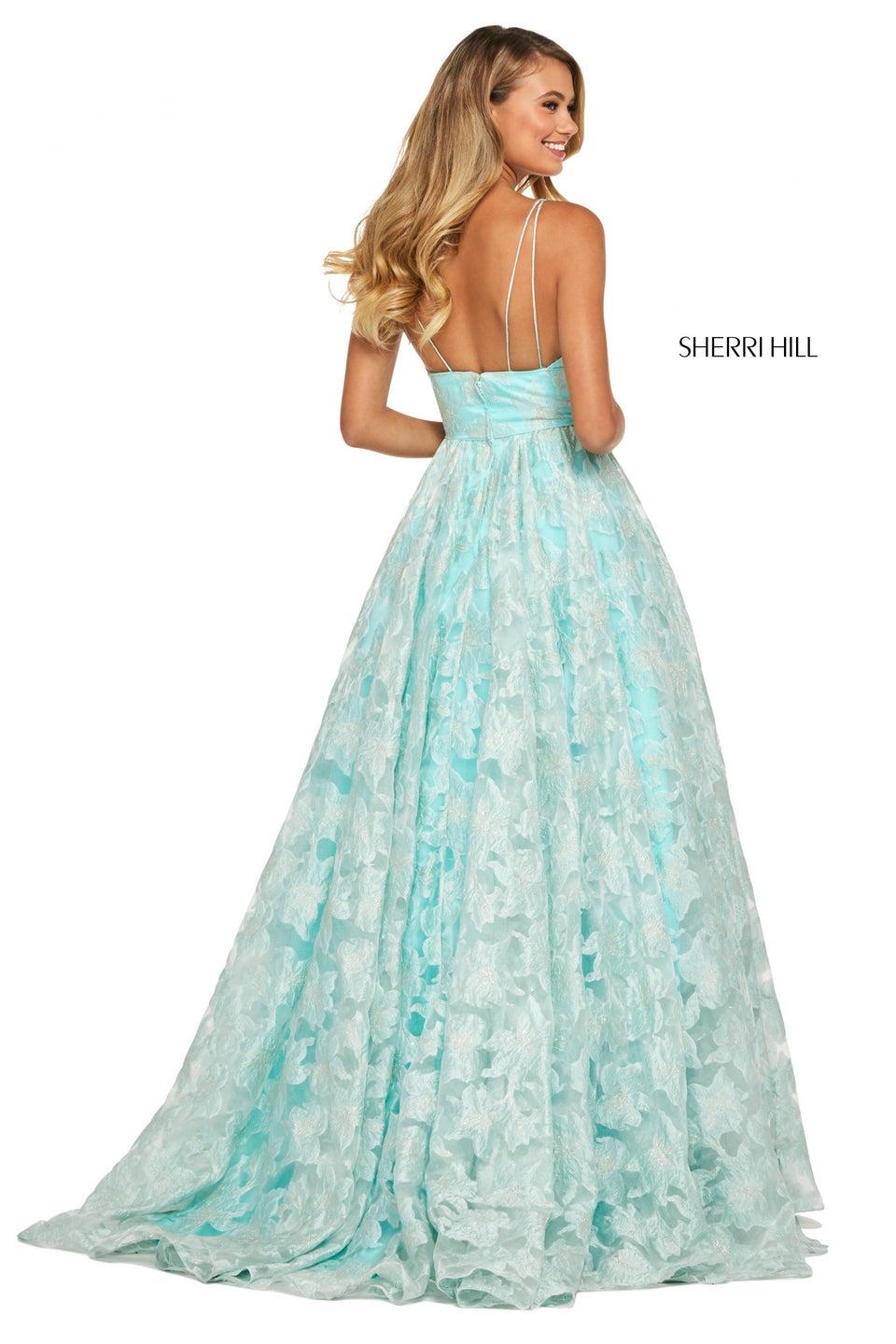 Sherri Hill Embroidered Organza Ball Gown With V Sweetheart Neckline