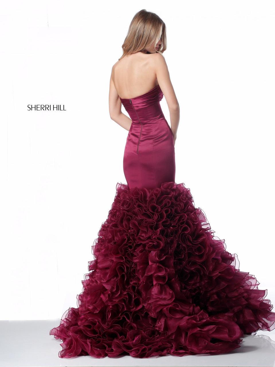 Sherri Hill Fitted Satin Sweetheart Bodice With Ruffled Tulle Skirt