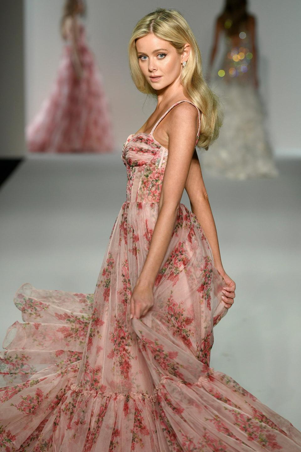 sherri hill Floral tulle ballgown with corset bodice sherri hill Floral tulle ballgown with corset bodice
