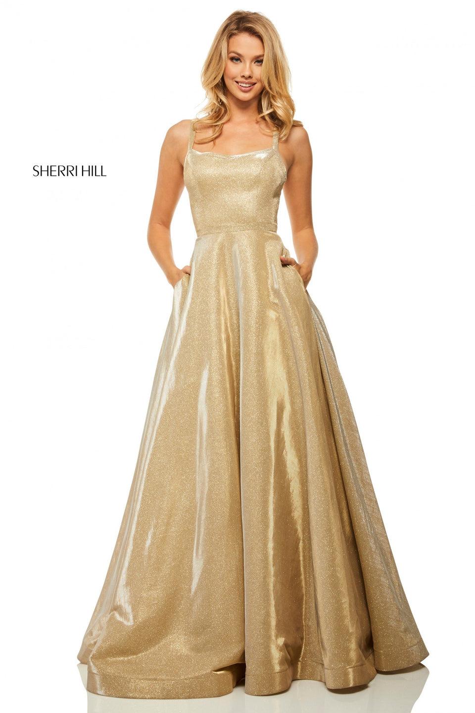 Sherri Hill Glitter A-line With Pockets And Strappy Back