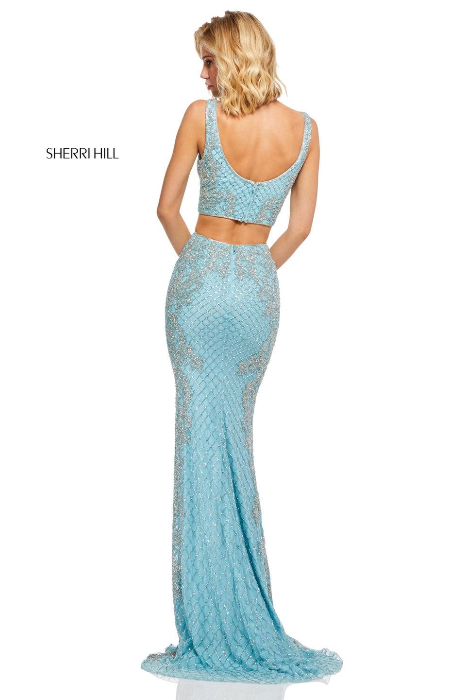 Sherri Hill Grid Beaded Two-piece With Damask Style Beading On The Sides