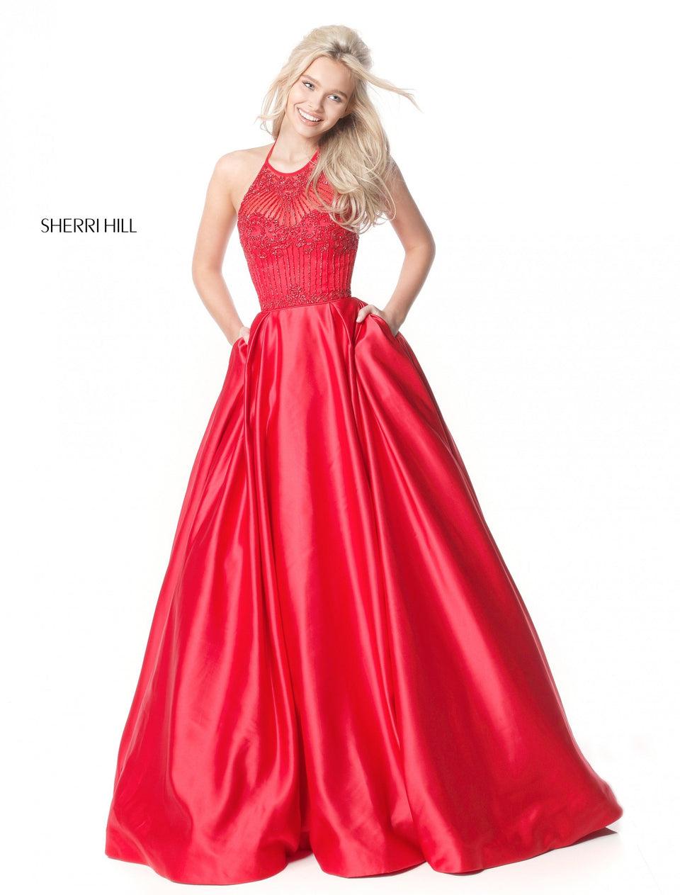 Sherri Hill Halter Neck Ball Gown With Beaded Bodice