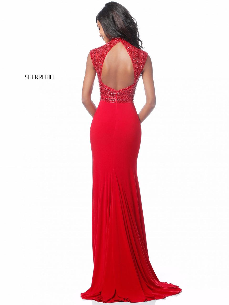 Sherri Hill High Neck Beaded Bodice With Jersey Skirt