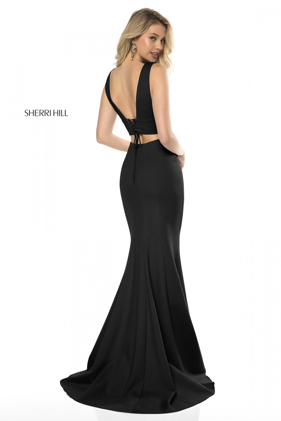 Sherri Hill Jersey Two Piece With Mermaid Skirt And V-neck Bodice