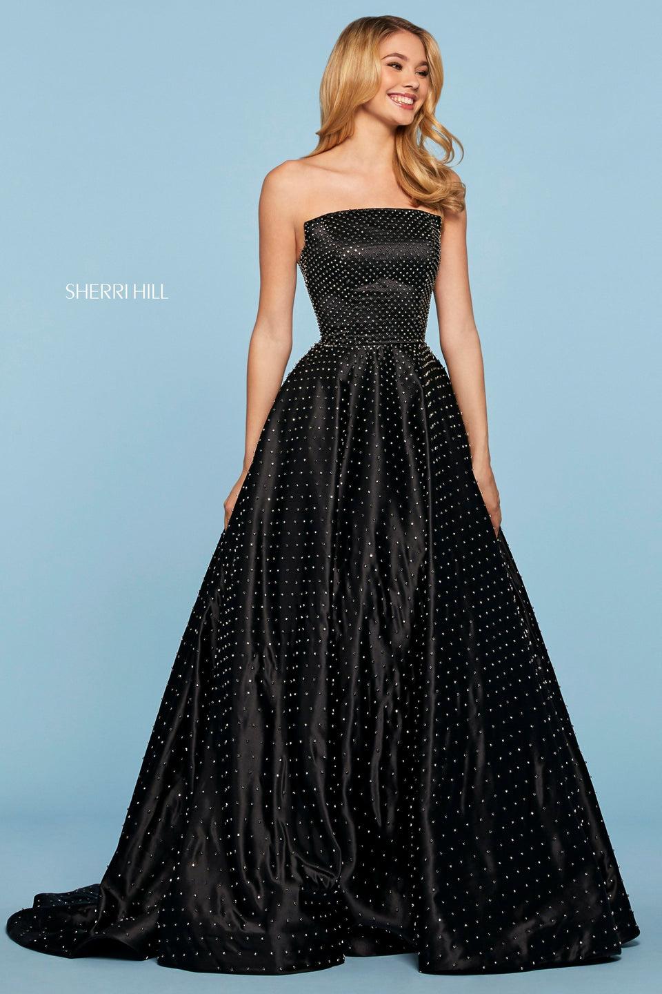 sherri hill Jeweled mikado ball gown with strapless neckline