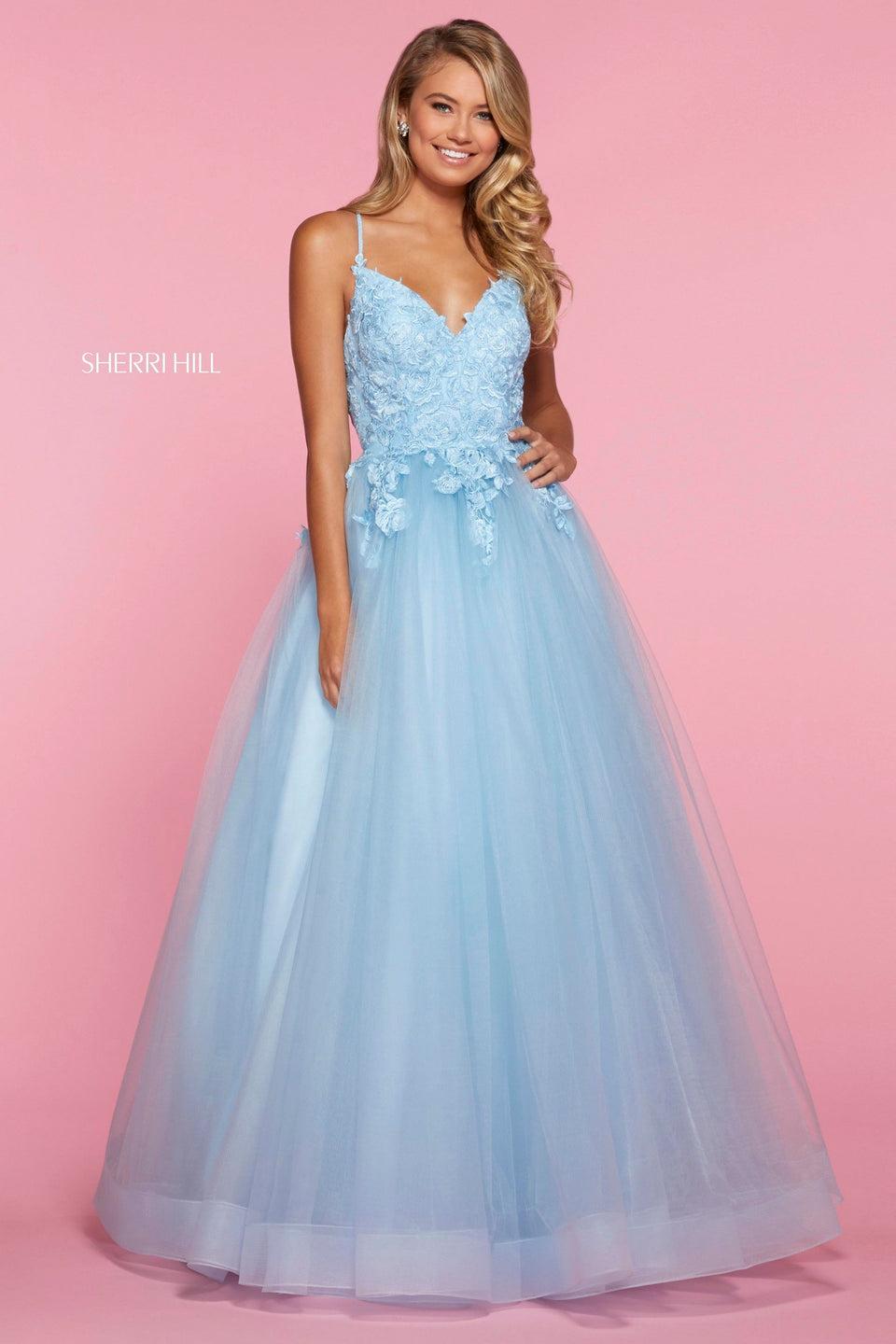 sherri hill Lace and tulle ball gown with sweetheart neckline and open back