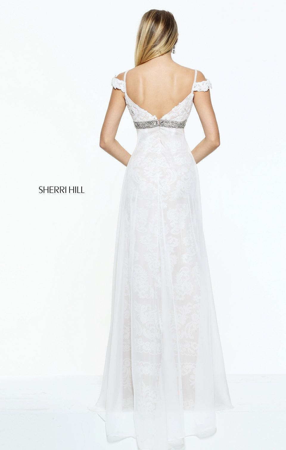 Sherri Hill Lace Empire Waist Column With A Chiffon Over Skirt
