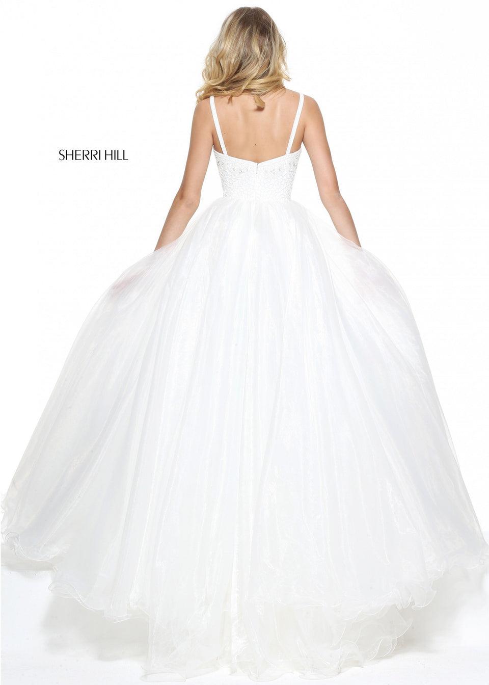 Sherri Hill Liquid Beaded Column With A Organza Over Skirt