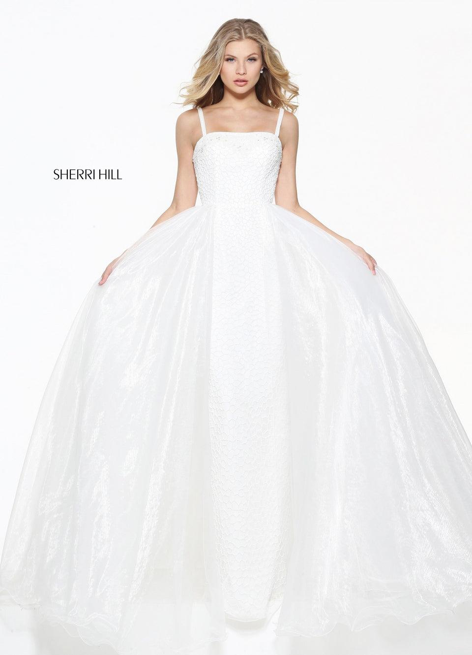 Sherri Hill Liquid Beaded Column With A Organza Over Skirt