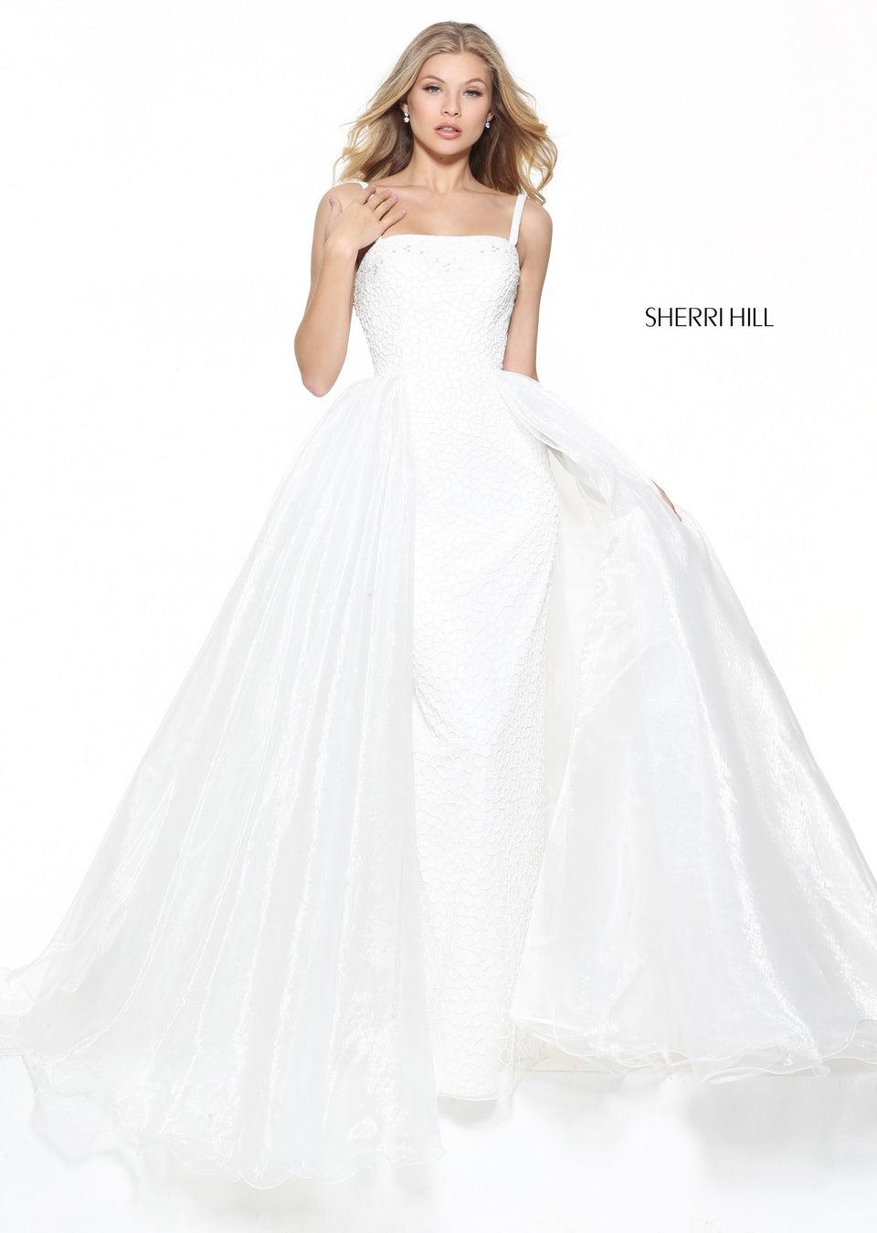 Sherri Hill Liquid Beaded Column With A Organza Over Skirt