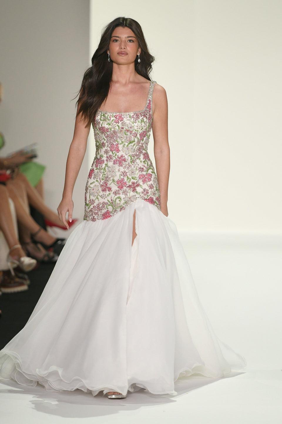 Sherri Hill Mermaid Gown With Fully Beaded Bodice And Chiffon Skirt With Slit