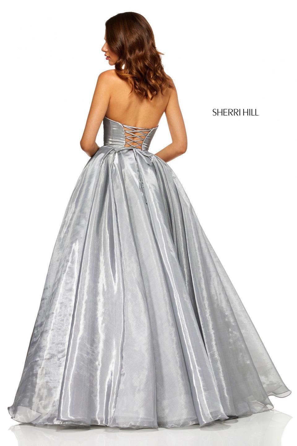 Sherri Hill Metallic Organza Ball Gown With Sweetheart Neckline And Corset Style Back