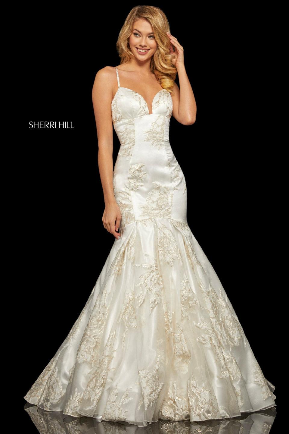 Sherri Hill Metallic Print Mermaid Gown With Modified Sweetheart Neckline