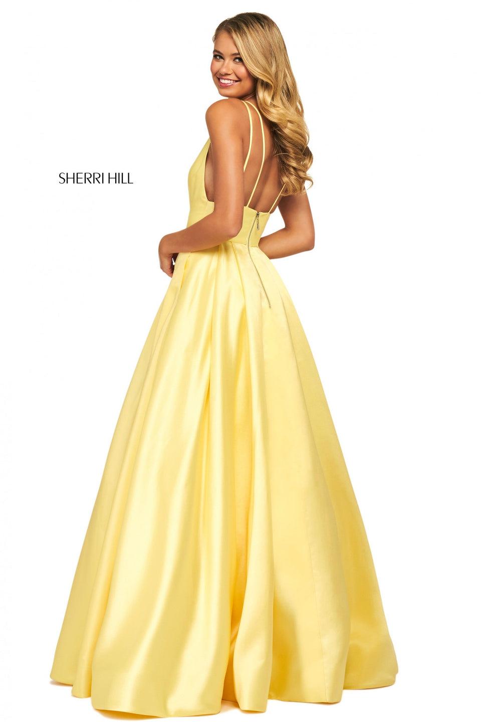 Sherri Hill Mikado A-line With Pockets V Neckline And Appliques On Shoulders