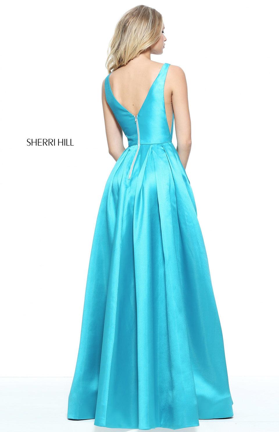 Sherri Hill Mikado Ball Gown With Cut Out Sheer Sides