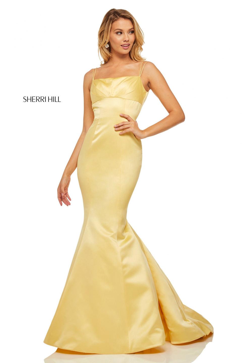 sherri hill Mikado mermaid with pleated bust and spaghetti straps sherri hill Mikado mermaid with pleated bust and spaghetti straps