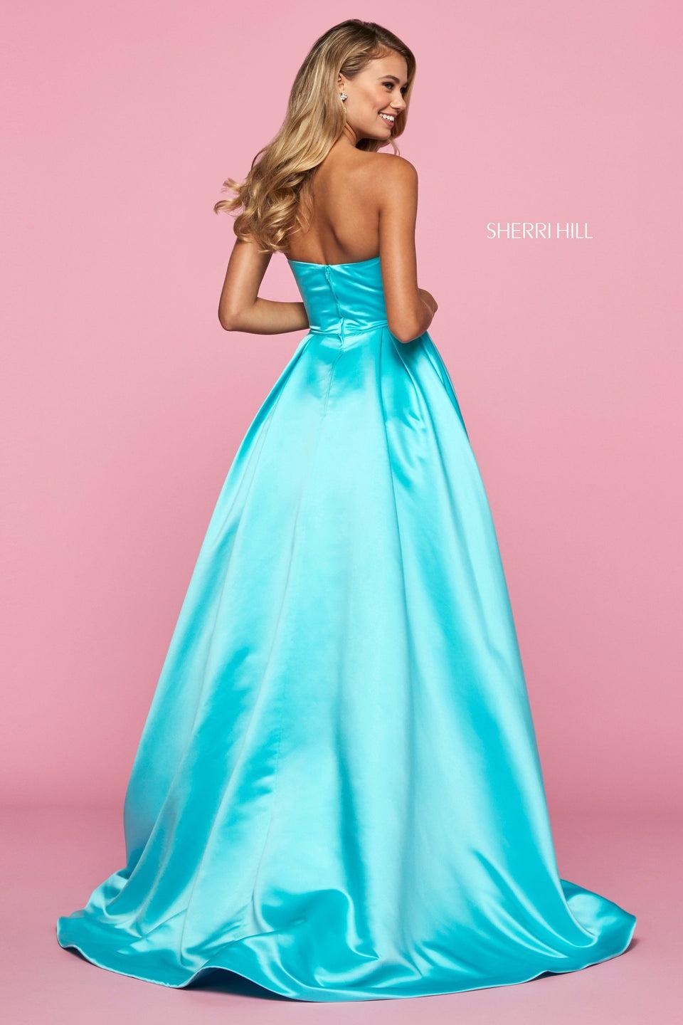 Sherri Hill Mikado Strapless Ball Gown With Embellished Neckline And Pockets