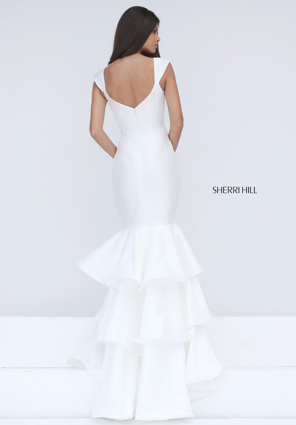 Sherri Hill Off-the-shoulder Ruffle Mermaid With A Slit In The Skirt