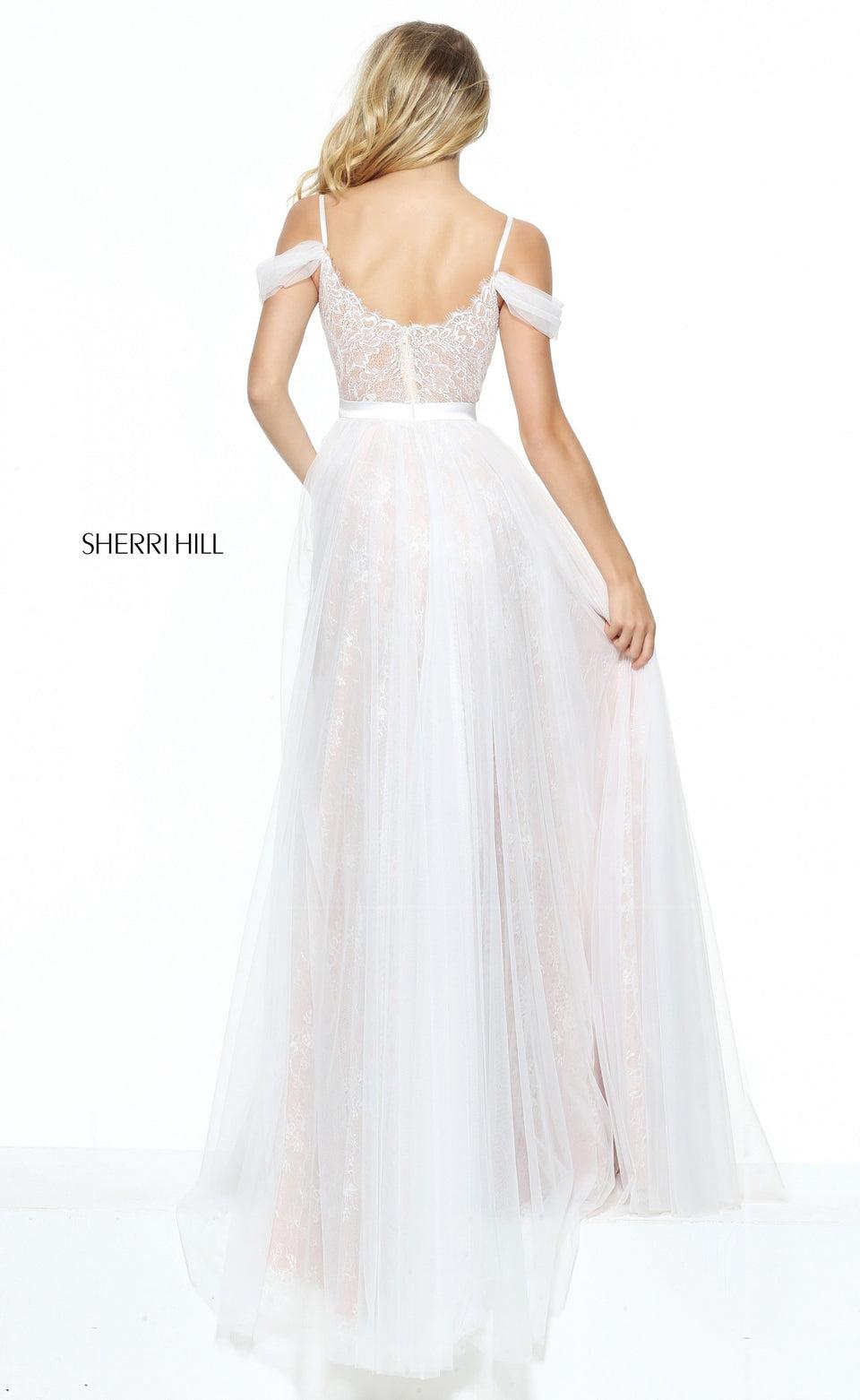 Sherri Hill Off-the-shoulder Sweetheart Bodice With A Lace And Tulle A-line Skirt