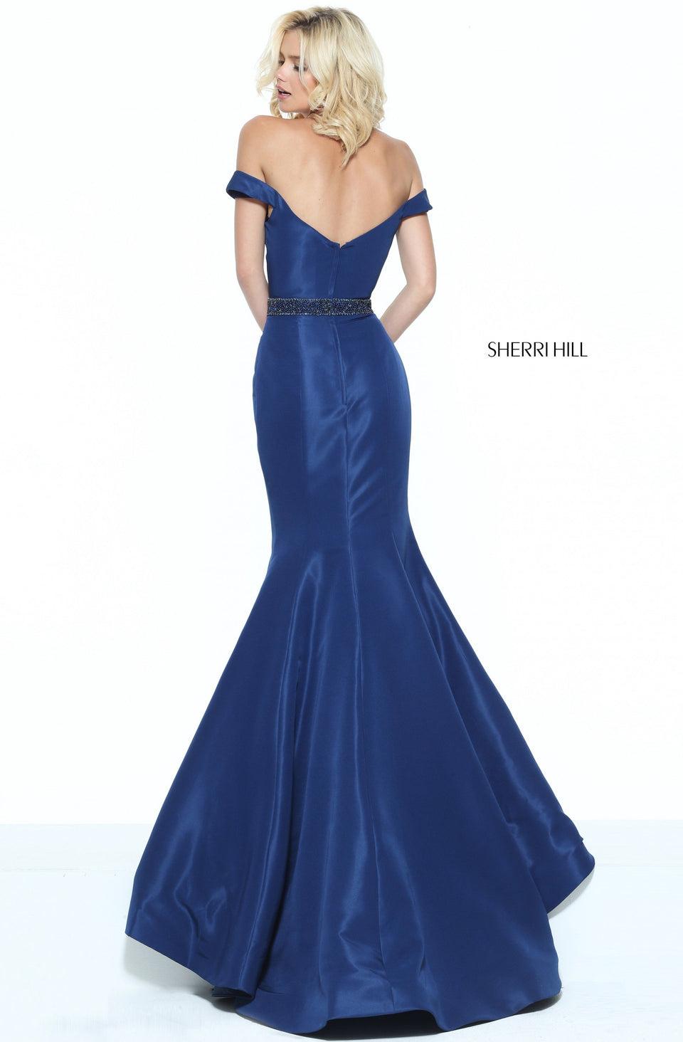 Sherri Hill Off-the-shoulder Taffeta Mermaid With A Beaded Waist Band
