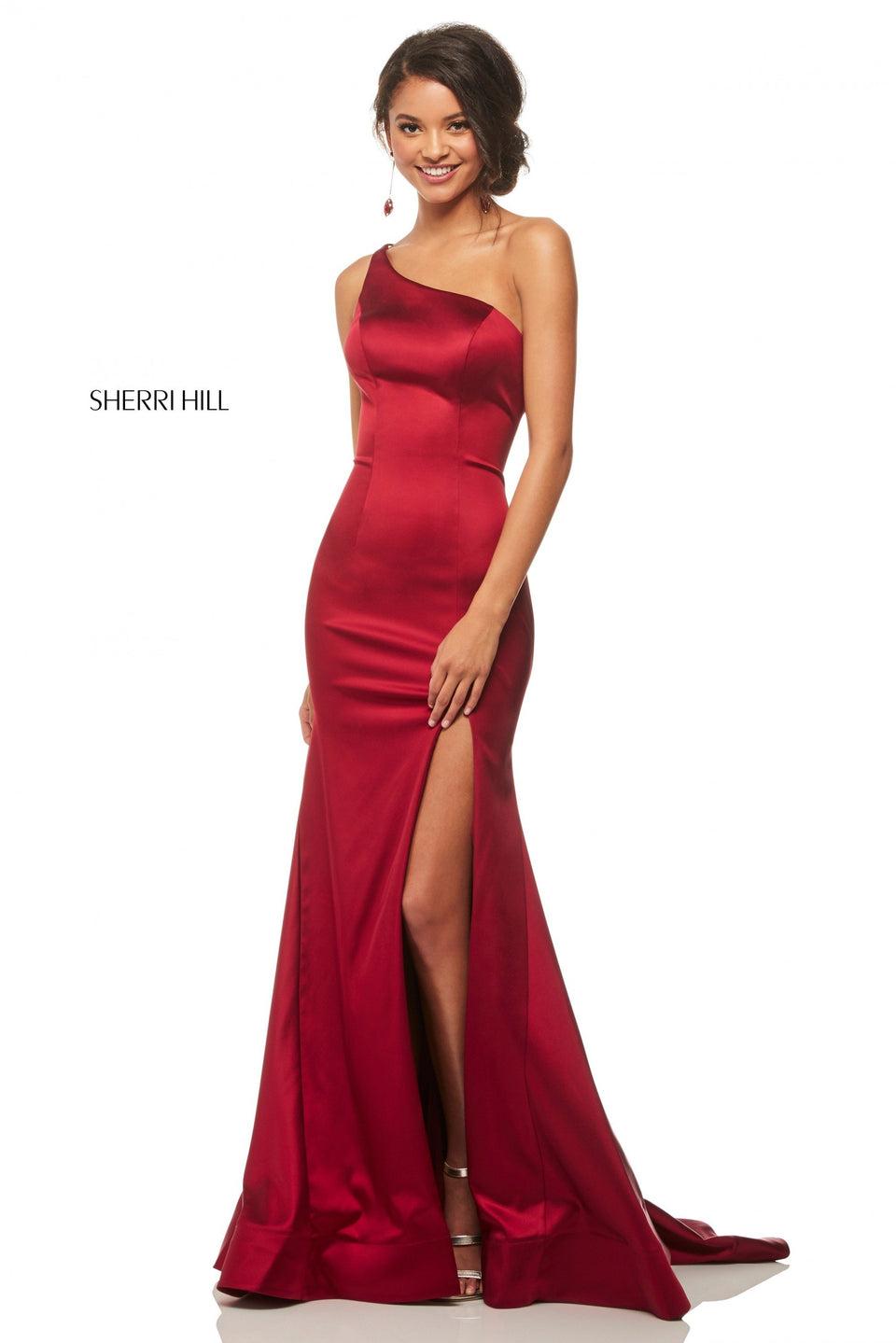 Sherri Hill One-shoulder Stretch Satin Mermaid With Slit