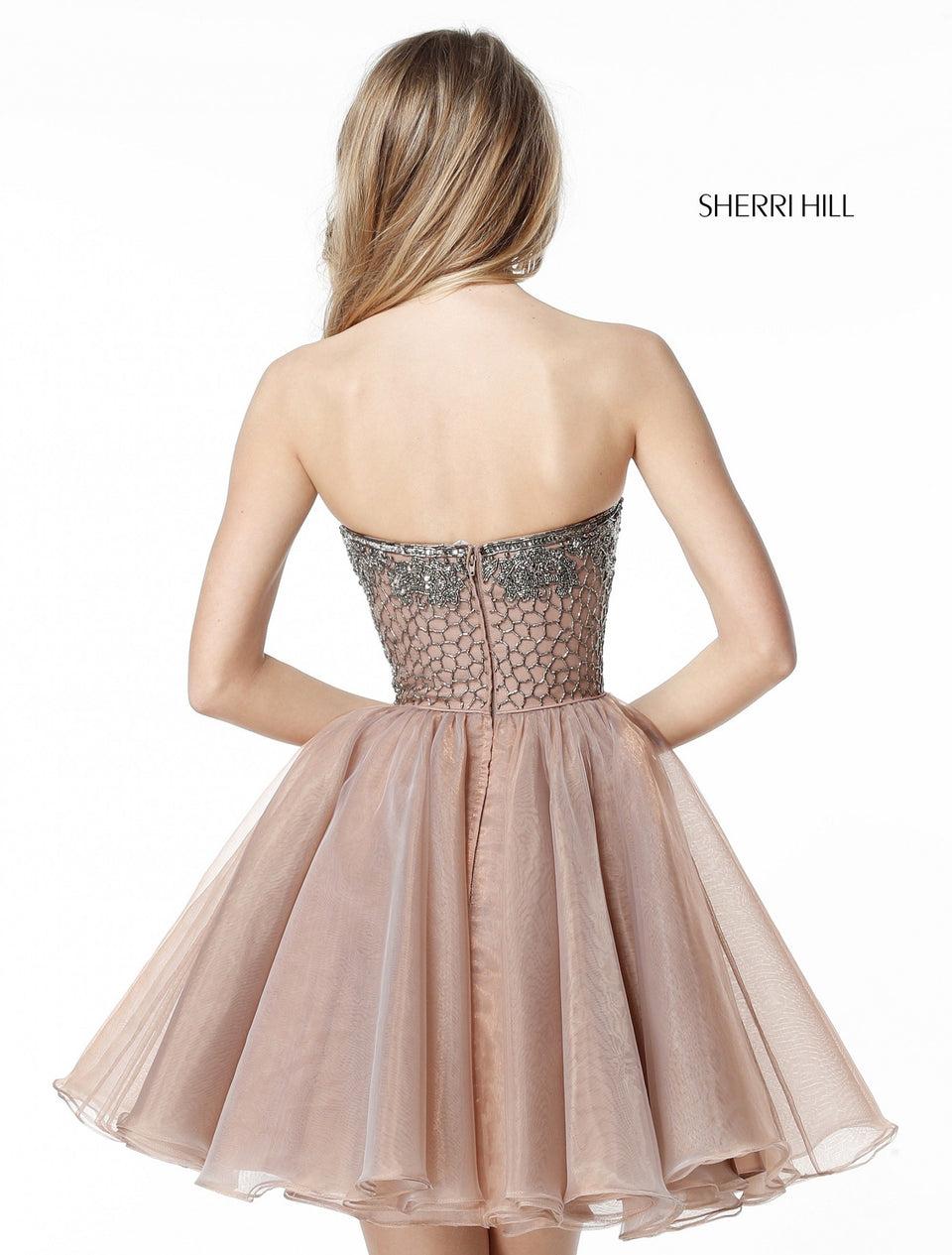 Sherri Hill Organza A-line Cocktail With Strapless Beaded Bodice