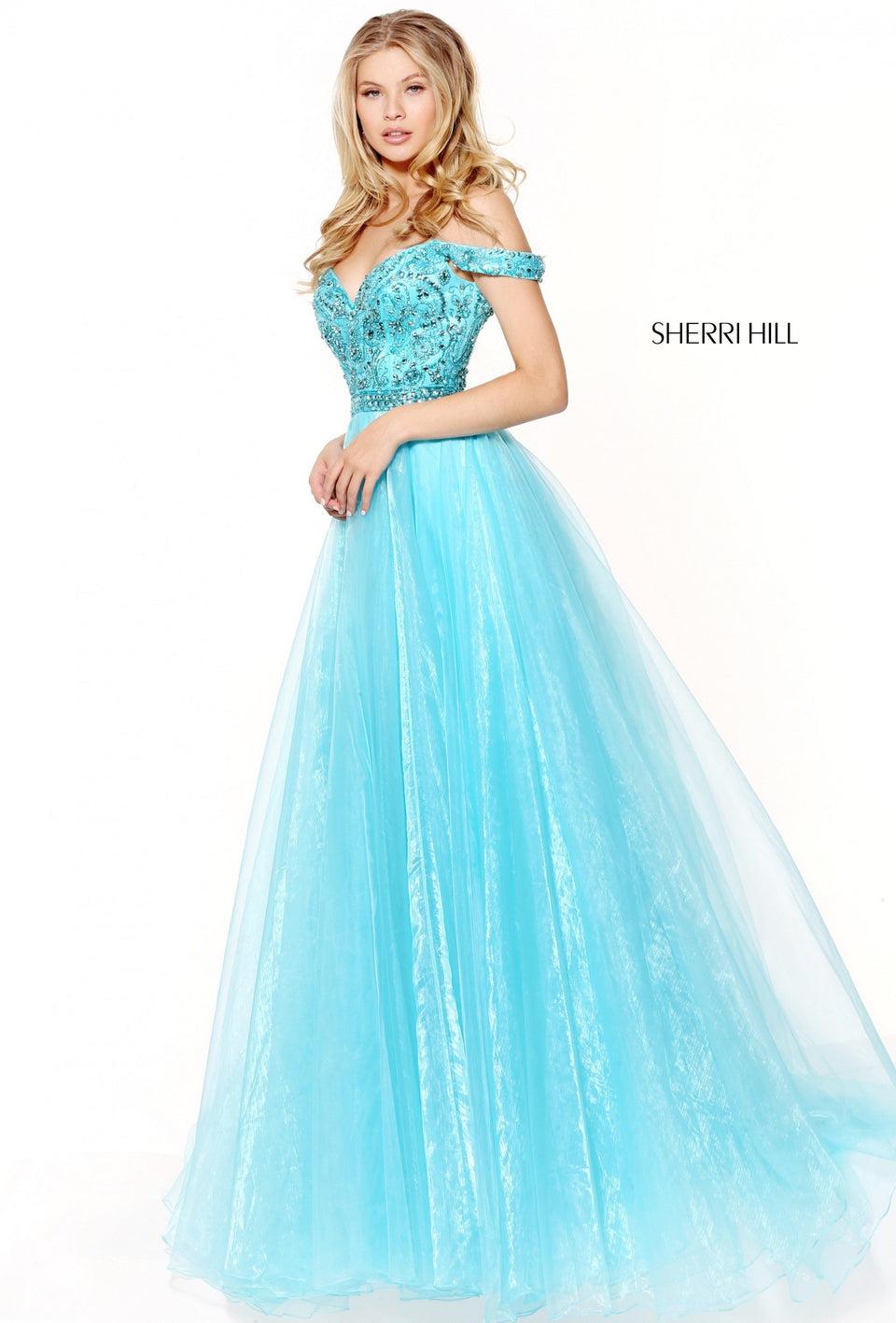 Sherri Hill Organza Ball Gown With An Off-the-shoulder Beaded Bodice