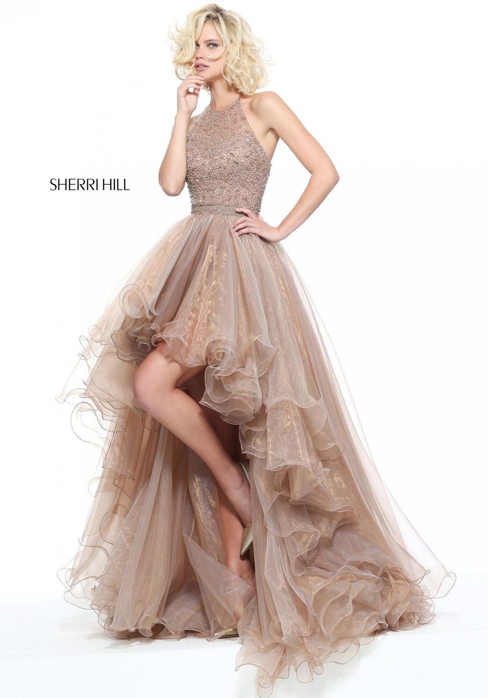 Sherri Hill Organza High Low With A Crystal Beaded Bodice