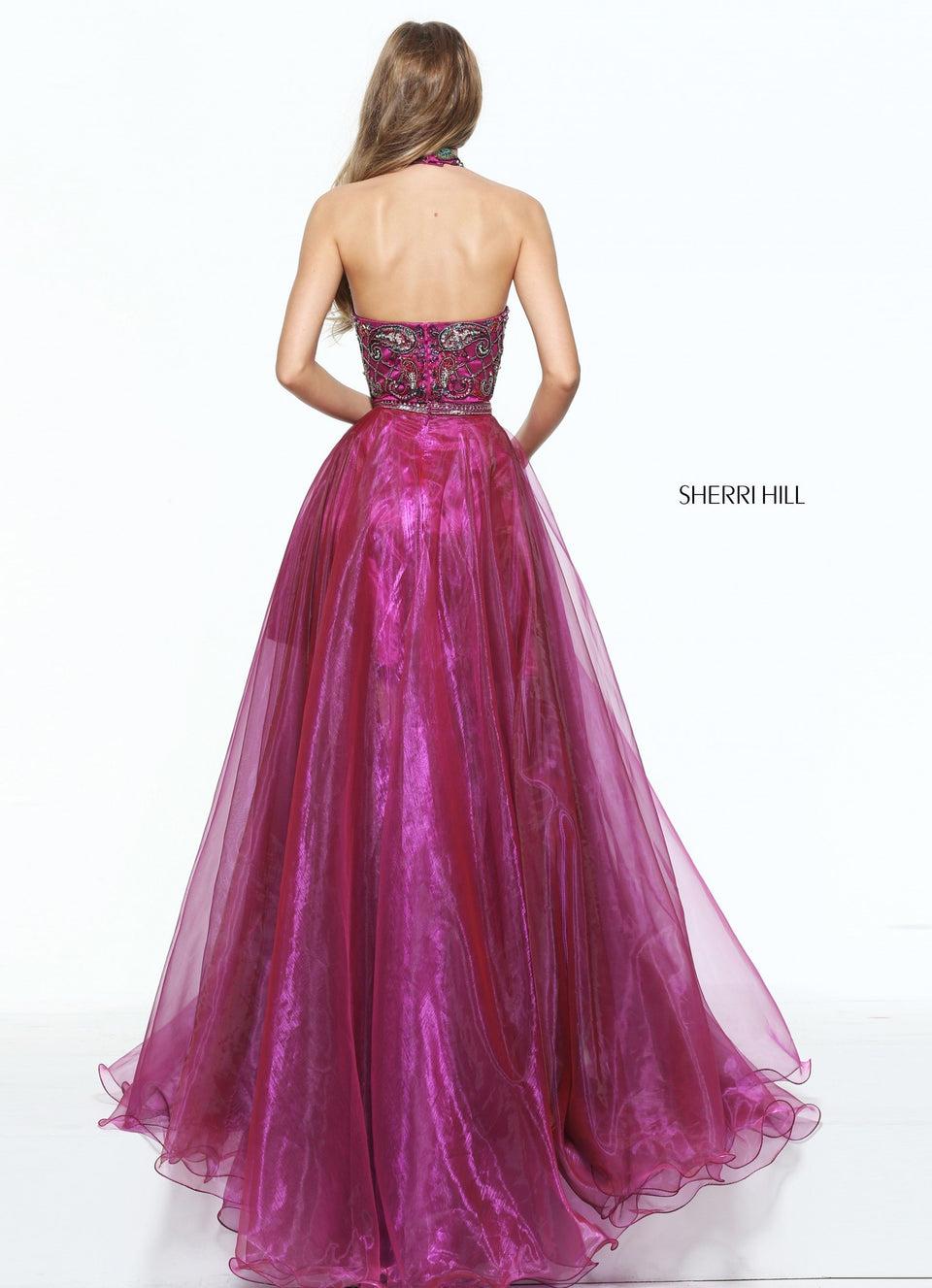 Sherri Hill Organza Two Piece With A Paisley Beaded Bodice And Waistband Detail