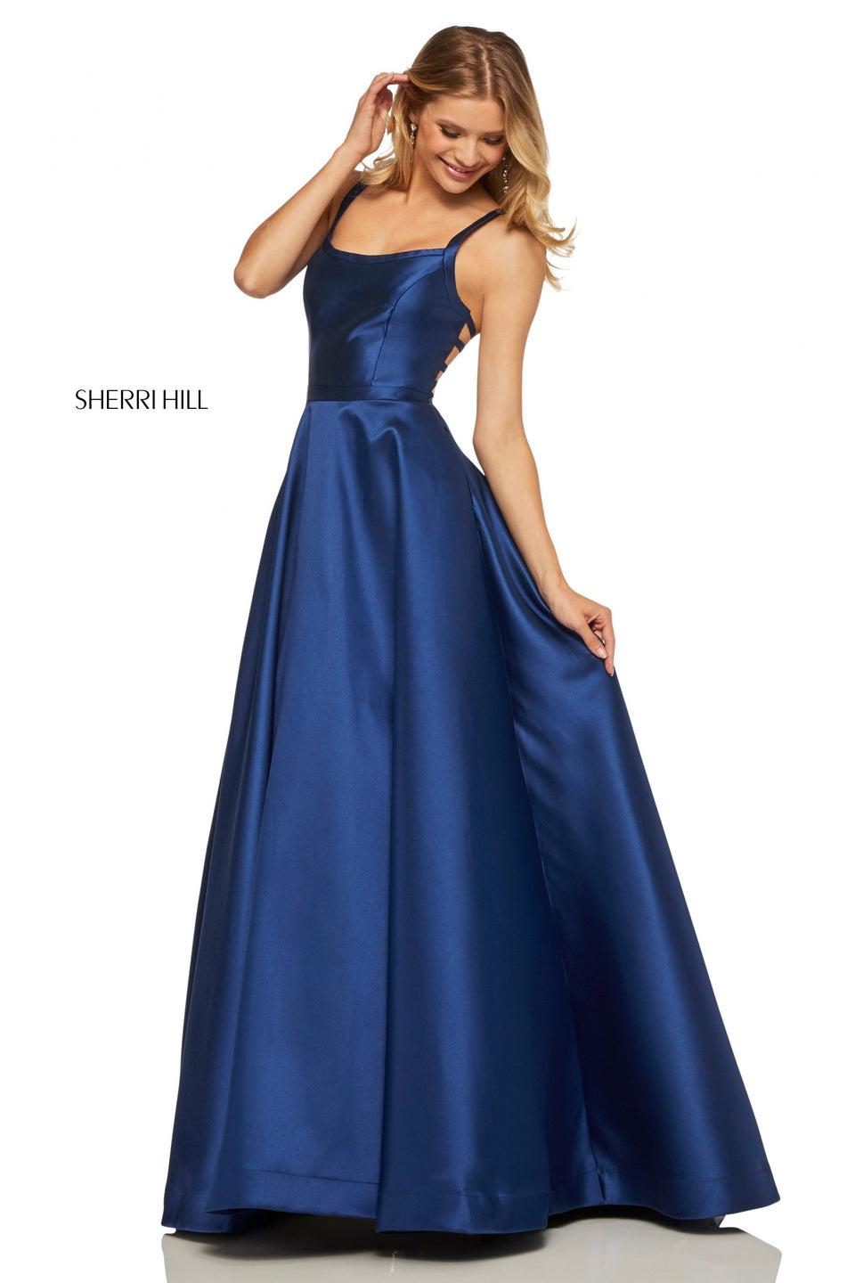 Sherri Hill Satin A-line With Pockets And Strappy Back
