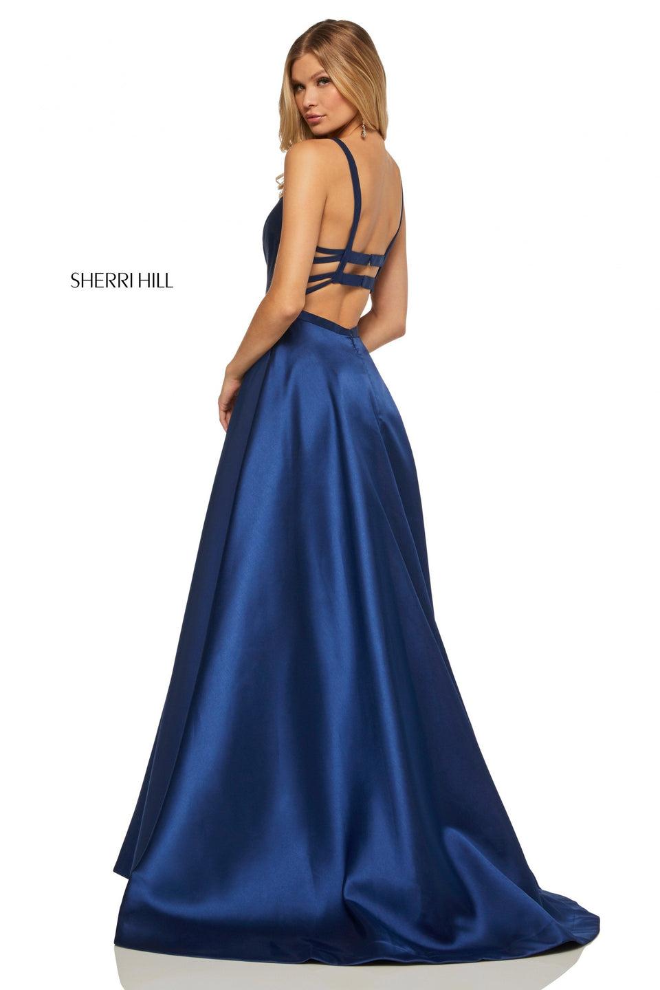 sherri hill Satin A-line with pockets and strappy back